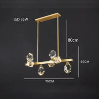 Lustre de Luxe en Laiton Diamant Cristal LED Moderne | Marco Lucetti Cristal B6 / Or / Lumière naturelle