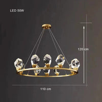 Lustre de Luxe en Laiton Diamant Cristal LED Moderne | Marco Lucetti Cristal C10 / Noir / Lumière blanche