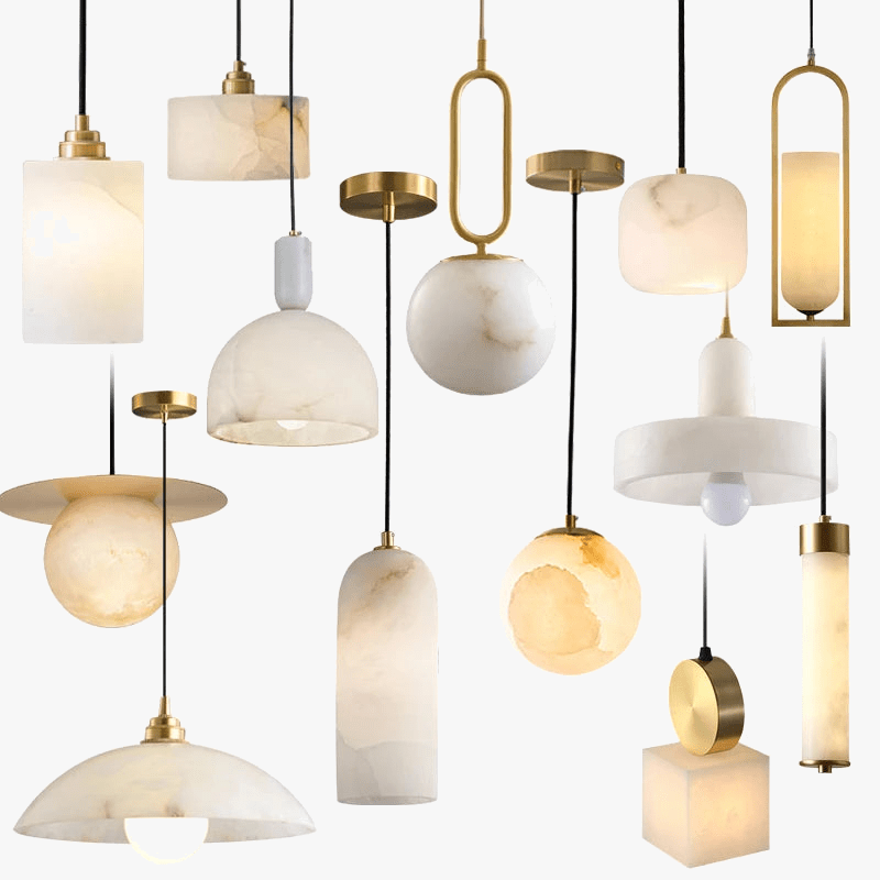 Lustre de luxe en laiton et marbre importé | Marco Lucetti