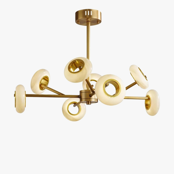 Lustre de Luxe en Marbre avec Anneaux Multiples pour Décoration.