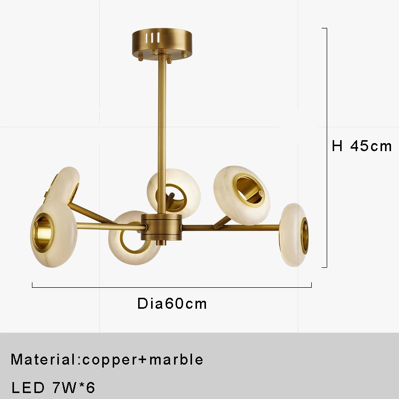 Lustre de Luxe en Marbre avec Anneaux Multiples pour Décoration.