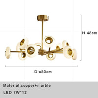 Lustre de Luxe en Marbre avec Anneaux Multiples pour Décoration. | Marco Lucetti Dia80cm / ARGENT / Dimmable