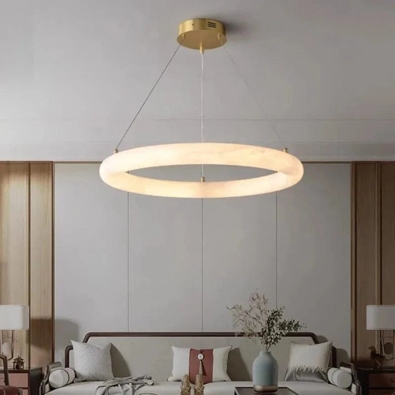 Lustre de luxe en marbre d'Espagne | Marco Lucetti Diamètre 39cm / Blanc chaud