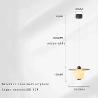 Lustre de luxe en marbre naturel et laiton de design exclusive | Marco Lucetti H / Dimmable