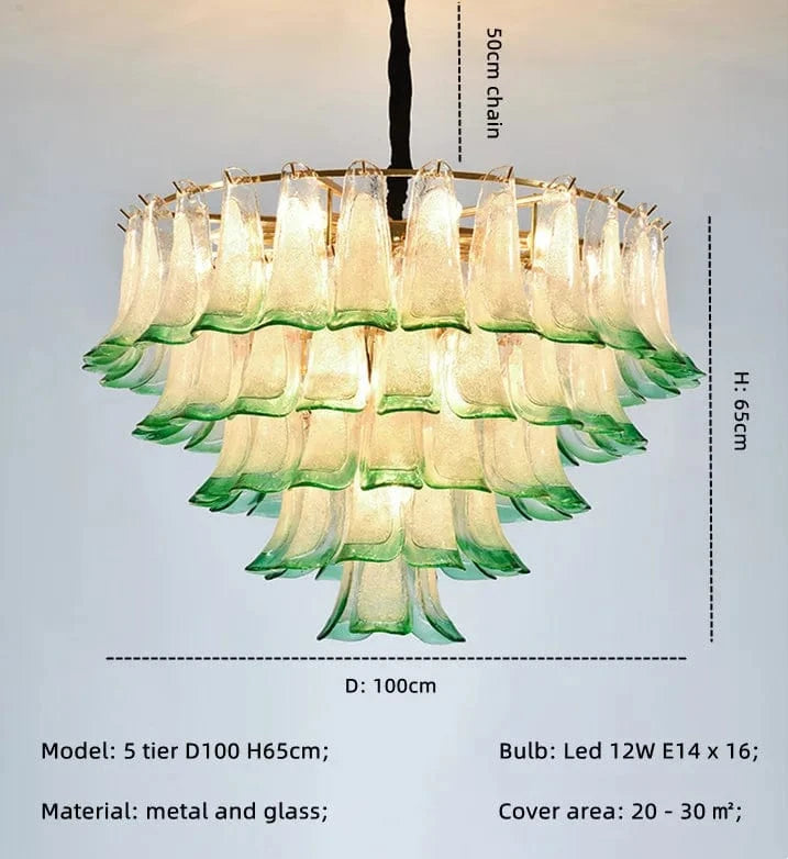 Lustre de luxe en verre suspendu avec LED magnétique | Marco Lucetti 5 niveaux D100 H65cm / Lumière chaude 3000K