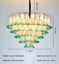 Lustre de luxe en verre suspendu avec LED magnétique | Marco Lucetti 5 niveaux D100 H65cm / Lumière chaude 3000K