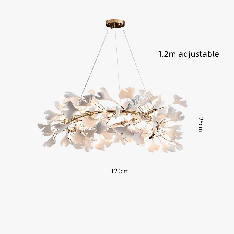 Lustre de Luxe Feuilles de Céramique et Branches d'Or | Marco Lucetti
