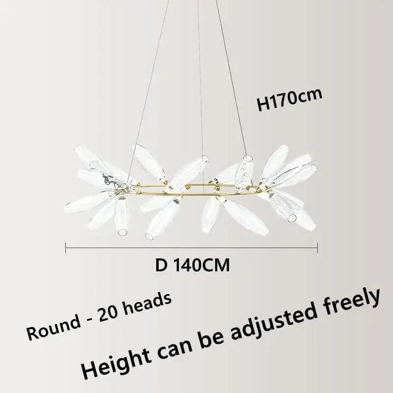 Lustre de Luxe Gem Branch en Verre Minimaliste pour Intérieur Nordique | Marco Lucetti 20 têtes-D140cm / Lumière chaude-3000K