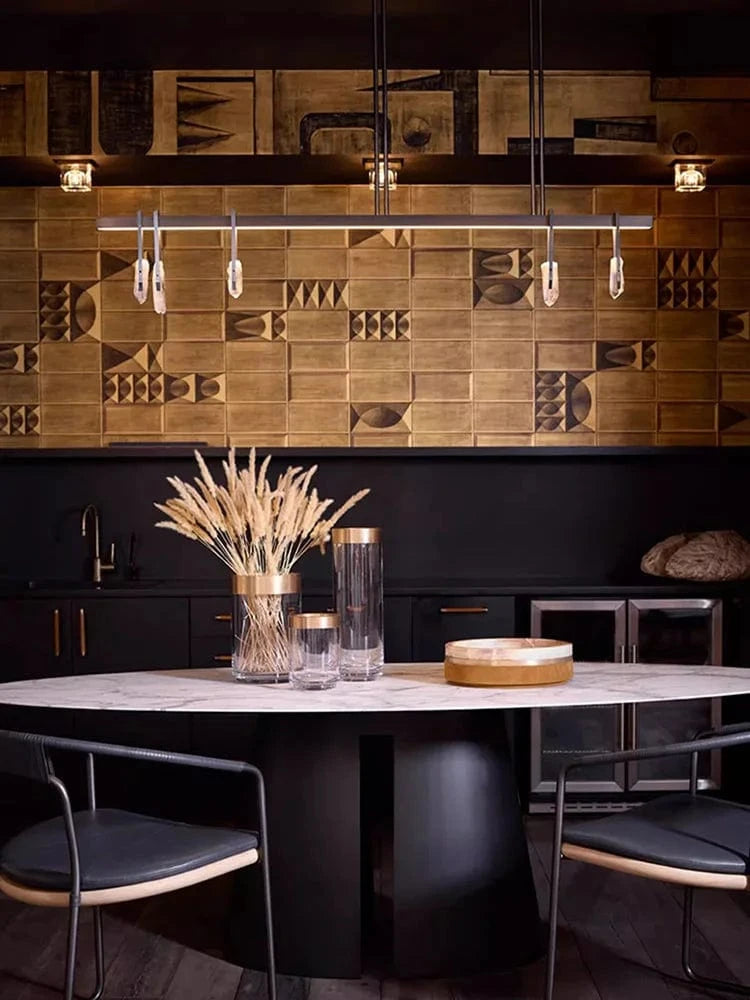 Lustre de luxe italien en cuivre avec LED postmoderne et cristaux ronds | Marco Lucetti