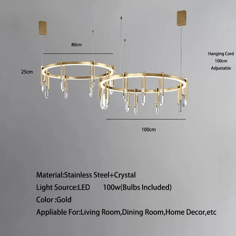 Lustre de luxe italien en cuivre avec LED postmoderne et cristaux ronds | Marco Lucetti B 80 100 cm / Lumière naturelle