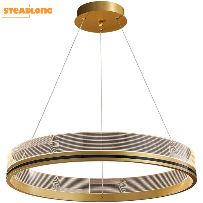 Lustre de luxe italien moderne en acrylique avec anneau lumineux créatif et design minimaliste