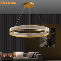 Lustre de luxe italien moderne en acrylique avec anneau lumineux créatif et design minimaliste | Marco Lucetti