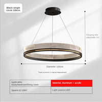 Lustre de luxe italien moderne en acrylique avec anneau lumineux créatif et design minimaliste | Marco Lucetti Noir D100cm / Gradation (avec télécommande