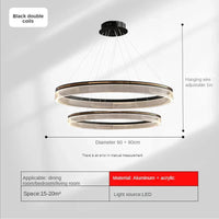 Lustre de luxe italien moderne en acrylique avec anneau lumineux créatif et design minimaliste | Marco Lucetti Noir D60 80cm / Blanc froid