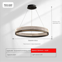 Lustre de luxe italien moderne en acrylique avec anneau lumineux créatif et design minimaliste | Marco Lucetti Noir D60cm / Blanc froid