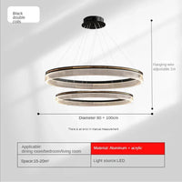 Lustre de luxe italien moderne en acrylique avec anneau lumineux créatif et design minimaliste | Marco Lucetti Noir D80 100cm / Lumière chaude