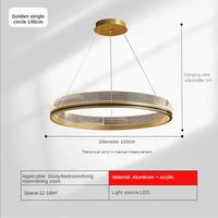 Lustre de luxe italien moderne en acrylique avec anneau lumineux créatif et design minimaliste | Marco Lucetti Or D100cm / Gradation (avec télécommande