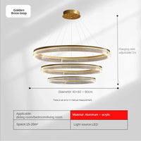 Lustre de luxe italien moderne en acrylique avec anneau lumineux créatif et design minimaliste | Marco Lucetti Or D40 60 80cm / Blanc froid