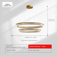 Lustre de luxe italien moderne en acrylique avec anneau lumineux créatif et design minimaliste | Marco Lucetti Or D40 60cm / Lumière chaude