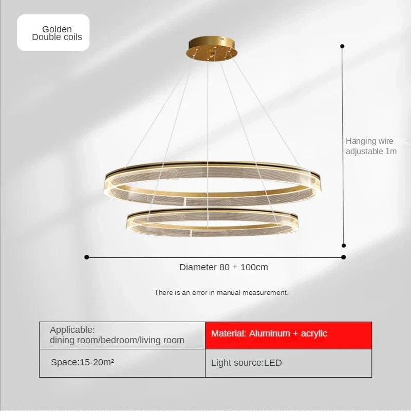 Lustre de luxe italien moderne en acrylique avec anneau lumineux créatif et design minimaliste | Marco Lucetti Or D80 100cm / Lumière chaude