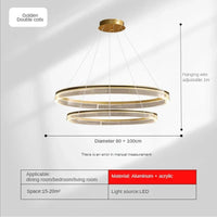 Lustre de luxe italien moderne en acrylique avec anneau lumineux créatif et design minimaliste | Marco Lucetti Or D80 100cm / Lumière chaude