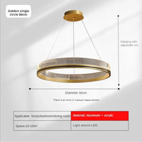 Lustre de luxe italien moderne en acrylique avec anneau lumineux créatif et design minimaliste | Marco Lucetti Or D80cm / Lumière chaude