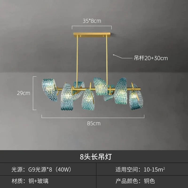 Lustre de Luxe Moderne 2022 en Laiton et Verre pour Sublimer Votre Maison | Marco Lucetti 8 têtes longues / Blanc froid