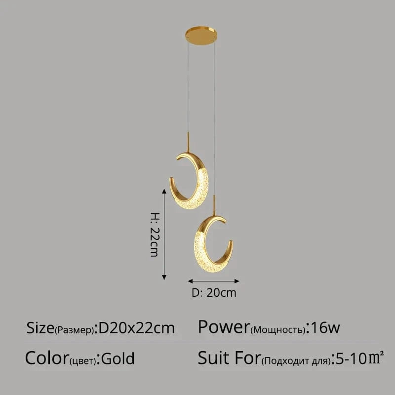 Lustre de luxe moderne à tête unique | Marco Lucetti Style A 2 têtes 16W / Blanc chaud, pas de télécommande