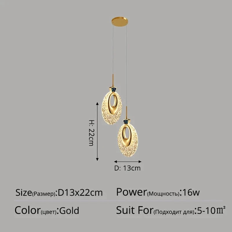 Lustre de luxe moderne à tête unique | Marco Lucetti Style E 2 têtes 16W / Blanc chaud, pas de télécommande