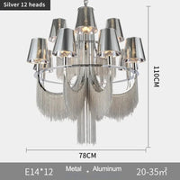 Lustre de luxe moderne avec éclairage intégré pour mariages glamours | Marco Lucetti Argent 12 têtes