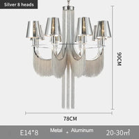 Lustre de luxe moderne avec éclairage intégré pour mariages glamours | Marco Lucetti Argent 8 têtes