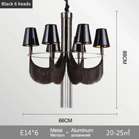 Lustre de luxe moderne avec éclairage intégré pour mariages glamours | Marco Lucetti Noir 6 têtes