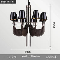 Lustre de luxe moderne avec éclairage intégré pour mariages glamours | Marco Lucetti Noir 8 têtes