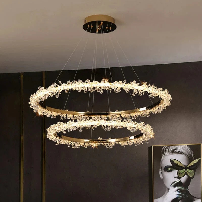 Lustre de Luxe Moderne en Cristal avec Éclairage LED Annulaire Variable | Marco Lucetti