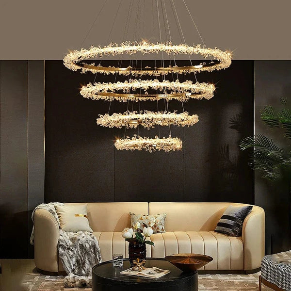 Lustre de Luxe Moderne en Cristal avec Éclairage LED Annulaire Variable | Marco Lucetti