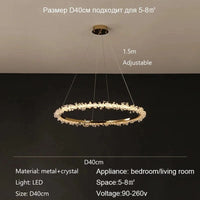 Lustre de Luxe Moderne en Cristal avec Éclairage LED Annulaire Variable | Marco Lucetti Lustre D40cm / Noir / Lumière neutre 4200k