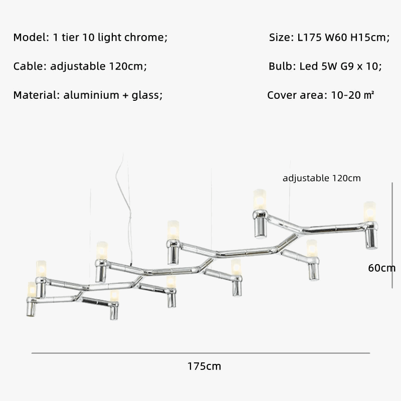 Lustre de Luxe Moderne en Métal avec Éclairage Suspendu Réglable | Marco Lucetti