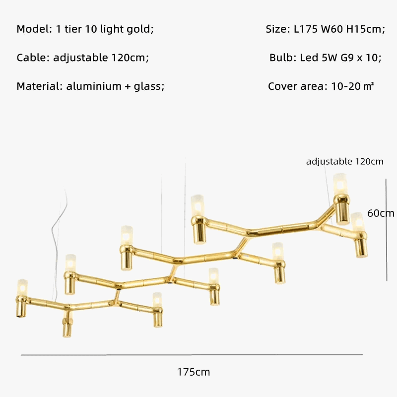 Lustre de Luxe Moderne en Métal avec Éclairage Suspendu Réglable | Marco Lucetti