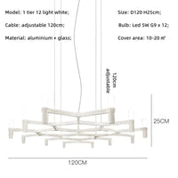 Lustre de Luxe Moderne en Métal avec Éclairage Suspendu Réglable | Marco Lucetti Ampoule blanche 1 niveau 12 / Blanc froid