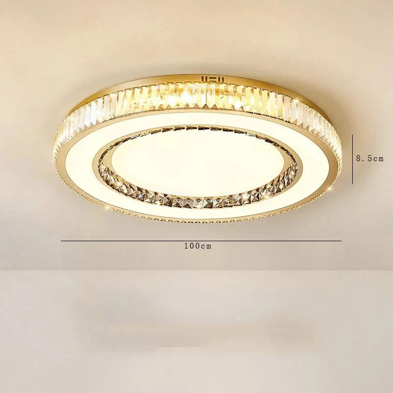Lustre de Luxe Moderne en Verre de Cristal LED Rond - Collection Prestige | Marco Lucetti 100 cm / Argent / Lumière naturelle