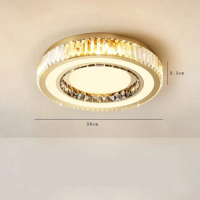 Lustre de Luxe Moderne en Verre de Cristal LED Rond - Collection Prestige | Marco Lucetti 50 cm / Argent / Lumière naturelle