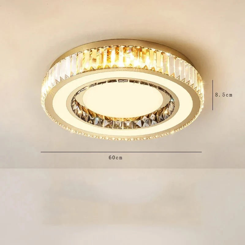 Lustre de Luxe Moderne en Verre de Cristal LED Rond - Collection Prestige | Marco Lucetti 60 cm / Argent / Lumière naturelle