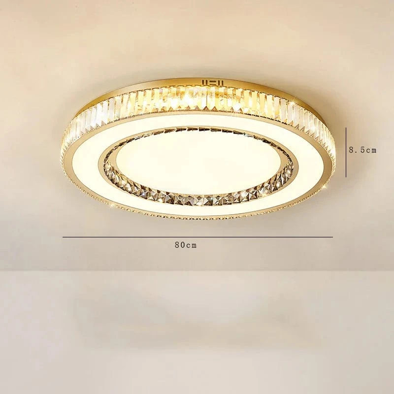 Lustre de Luxe Moderne en Verre de Cristal LED Rond - Collection Prestige | Marco Lucetti 80 cm / Argent / Lumière naturelle