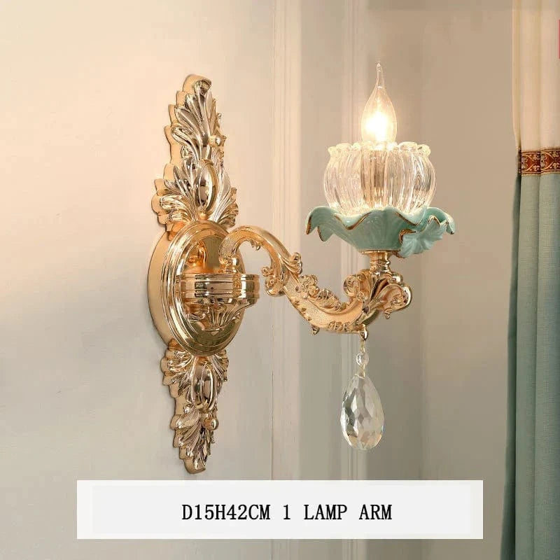 Lustre de luxe moderne européen rétro en cristal et céramique | Marco Lucetti 1 tête