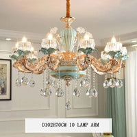 Lustre de luxe moderne européen rétro en cristal et céramique | Marco Lucetti 10 têtes