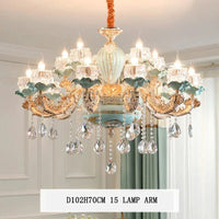 Lustre de luxe moderne européen rétro en cristal et céramique | Marco Lucetti 15 têtes