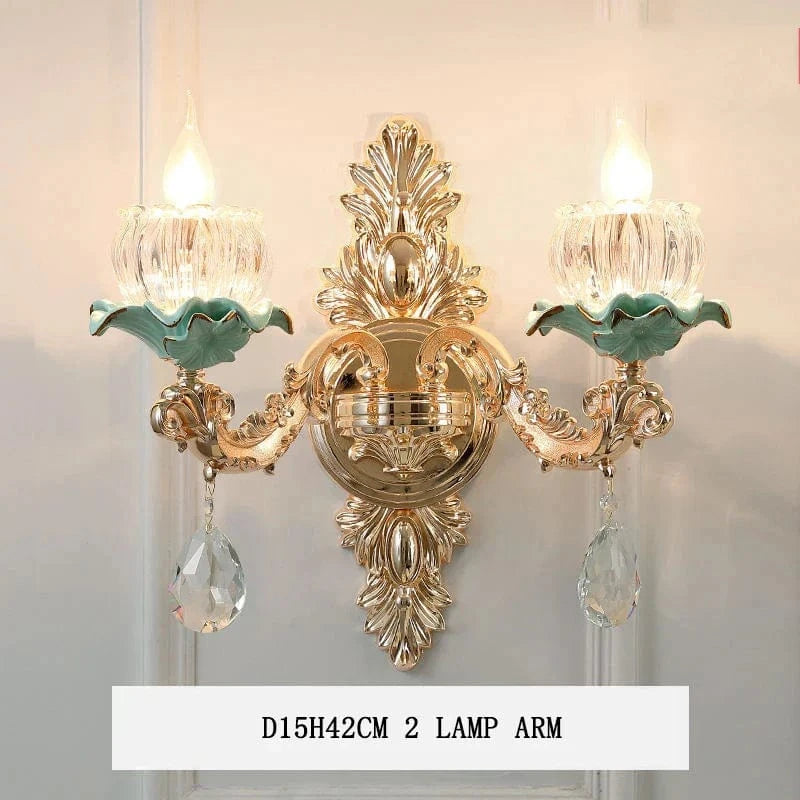 Lustre de luxe moderne européen rétro en cristal et céramique | Marco Lucetti 2 têtes