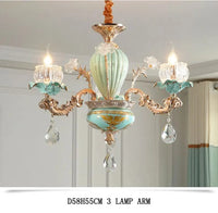 Lustre de luxe moderne européen rétro en cristal et céramique | Marco Lucetti 3 têtes