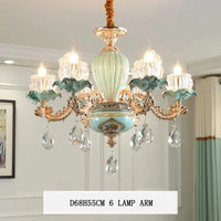 Lustre de luxe moderne européen rétro en cristal et céramique | Marco Lucetti 6 têtes