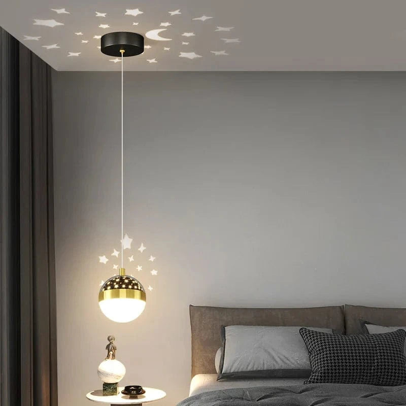 Lustre de luxe moderne minimaliste avec projection de ciel étoilé | Marco Lucetti